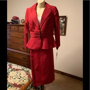 NWT Red Jacket/Skirt Suit. Polyester fully lined jacket and skirt.